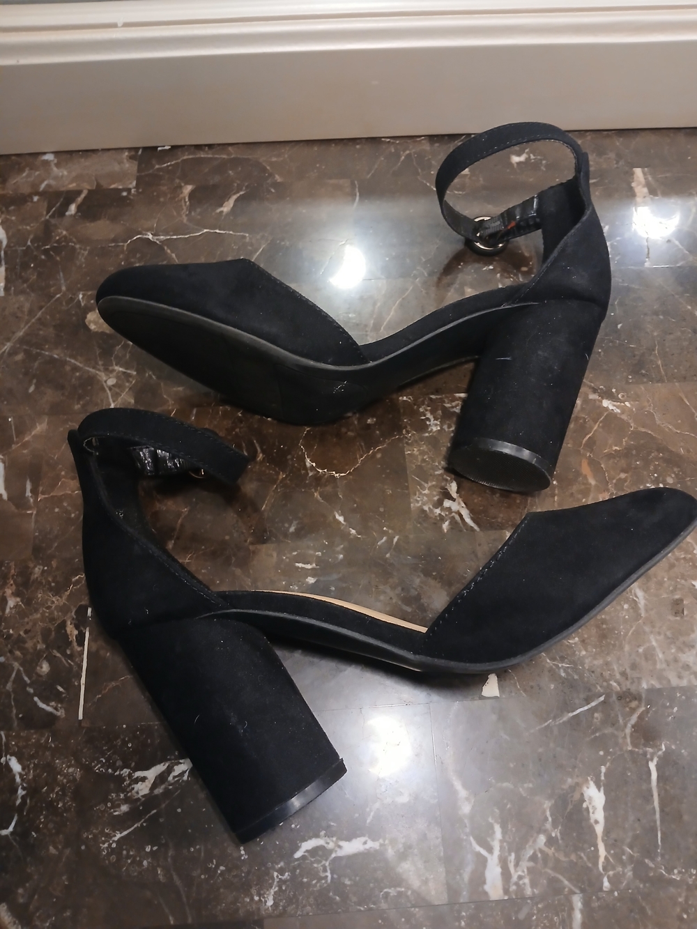 Classic Black Ankle-Strap Block Heels - Picture 5 of 10